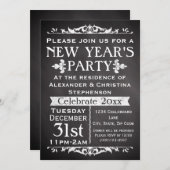 Rustikales Chalkboard Slate Silvester Party Einladung (Vorne/Hinten)