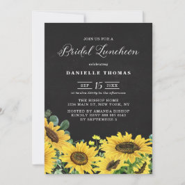 Rustikales Chalkboard Sunflowers Bridal Luncheon Einladung
