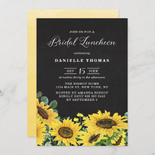 Rustikales Chalkboard Sunflowers Bridal Luncheon Einladung