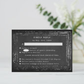Rustikales Chalkboard UAWG RSVP Karte (Stehend Vorderseite)