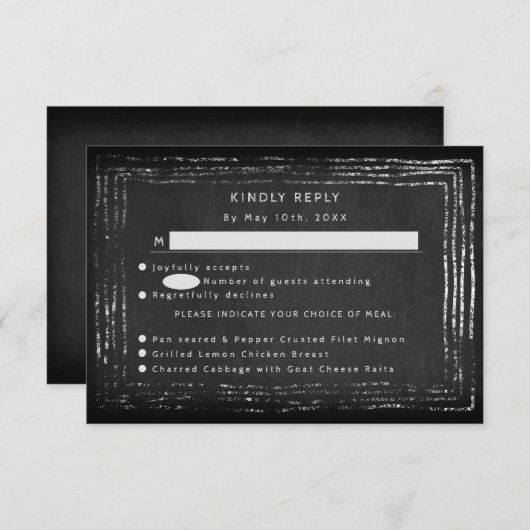 Rustikales Chalkboard UAWG RSVP Karte (Vorne/Hinten)