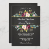 Rustikales Chalkboard und blumengeschmückte Hochze Einladung (Vorne/Hinten)