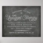 Rustikales Chalkboard Unplugged Zeremony Poster 2 (Vorne)