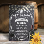 Rustikales Chalkboard Vintag 60. Geburtstagsparty  Einladung<br><div class="desc">Rustikales Chalkboard Vintag 60. Wein Geburtstagsparty Einladungen.</div>