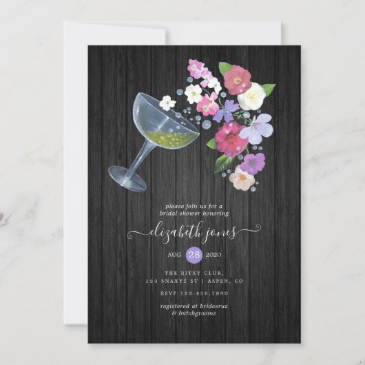 Rustikales Champagner-Brautparty Einladung (Vorderseite)