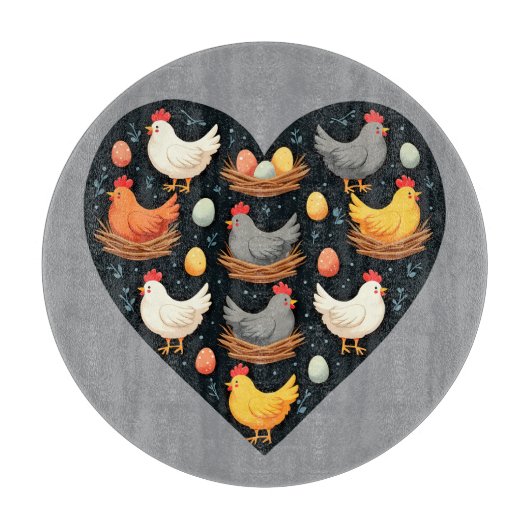 Rustikales Charm Cotattcore Farm Chicken Muster Schneidebrett (Vorderseite)