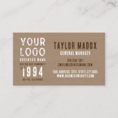 Rustikales Charm Kraft Paper Business Logo Est. Da Visitenkarte (Vorderseite)