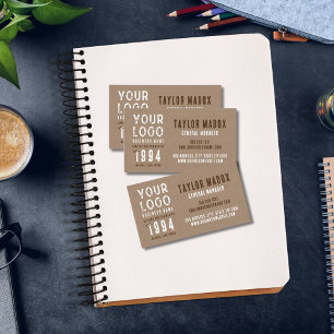 Rustikales Charm Kraft Paper Business Logo Est. Da Visitenkarte