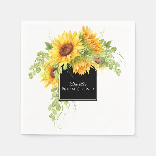 Rustikales Charm Sonnenblumen Brautparty Serviette (Vorderseite)