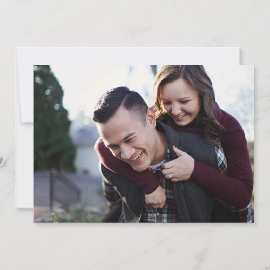 Rustikales Charm Wood Foto Hochzeit speichern das Save The Date (Rückseite)