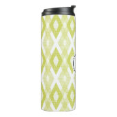 Rustikales Chartreuse-Ikat-Muster-Monogramm Thermosbecher (Nach links gedreht)