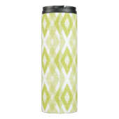 Rustikales Chartreuse-Ikat-Muster-Monogramm Thermosbecher (Rückseite)