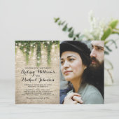 Rustikales Chateau Church Lights Foto Hochzeit Einladung (Stehend Vorderseite)