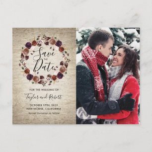 Rustikales Chateau Floral Foto Save the Date Einladungspostkarte