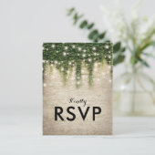 Rustikales Chateau Stone Church Lights Wedding RSV Einladungspostkarte (Stehend Vorderseite)