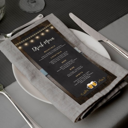 Rustikales Cheers & Biere 4x9 Drink Menu Menükarte