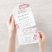 Rustikales Cherry Blossom Japanisch Pink Blume Sak All In One Einladung (Abreißen)