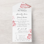 Rustikales Cherry Blossom Japanisch Pink Blume Sak All In One Einladung (Innen Boden)