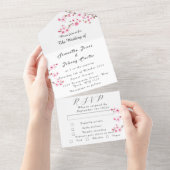 Rustikales Cherry Blossom Japanisch Pink Blume Sak All In One Einladung (Abreißen)