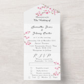 Rustikales Cherry Blossom Japanisch Pink Blume Sak All In One Einladung (Innen Boden)