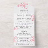 Rustikales Cherry Blossom Japanisch Pink Blume Sak All In One Einladung (Innen Boden)