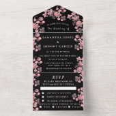 Rustikales Cherry Blossom japanische Blume Pink Sa All In One Einladung (Innen Boden)