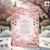 Rustikales Cherry Blossom Lantern Wedding Einladung