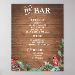 Rustikales Chic Bar Menu-Zeichen Feiertag Bar Poster