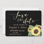 Rustikales Chic Black, Sonnenblumen Save the Date (Vorderseite)