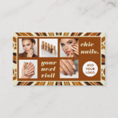 Rustikales Chic Business-Logo Nail Salon FotoColla Terminkarte (Vorderseite)