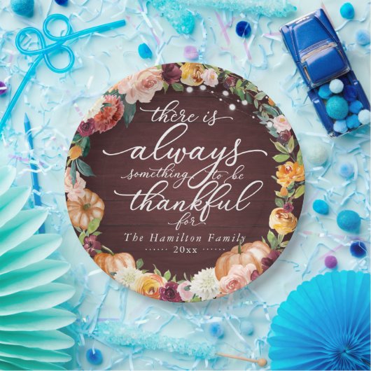 Rustikales Chic Calligraphy Erntedank Pappteller (Party)