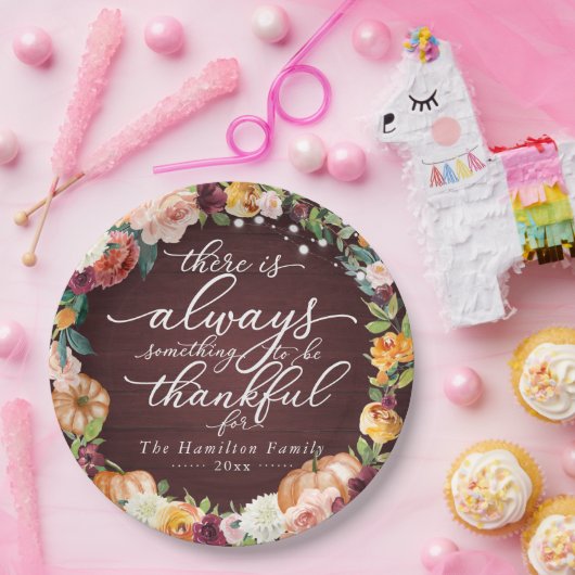 Rustikales Chic Calligraphy Erntedank Pappteller (Party)