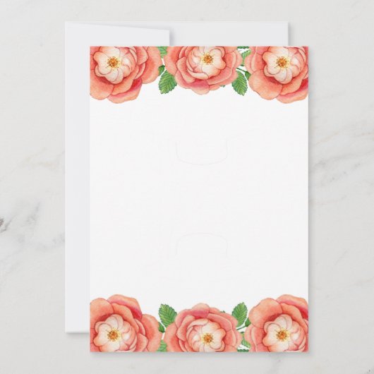 Rustikales Chic Coral Floral Tee Party Brautparty Einladung (Rückseite)