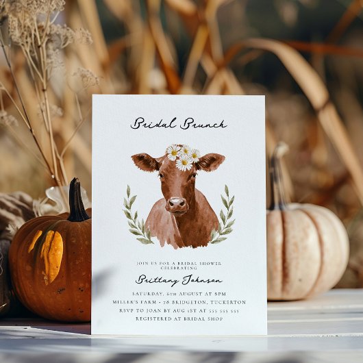 Rustikales Chic Cow Print Farmhouse Brautparty Einladung