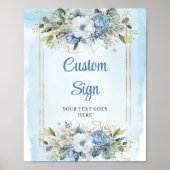 Rustikales Chic Dusty Blue Greenery Gold Custom Si Poster (Vorne)