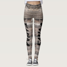 rustikales Chic FARM LIFE-Skript auf Barnwood Leggings