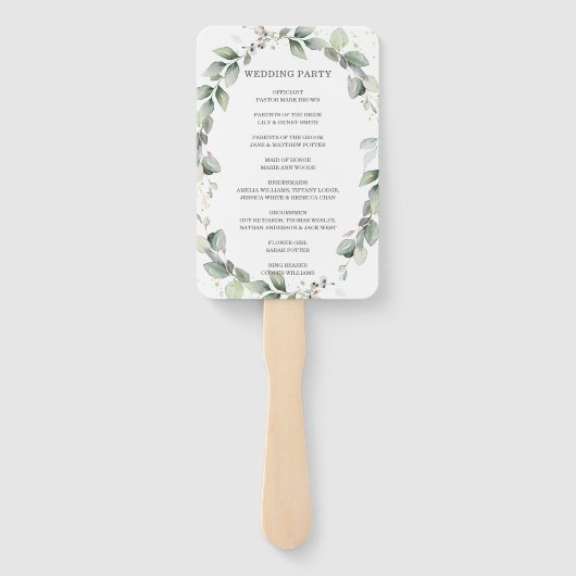 Rustikales Chic Greenery Wreath Wedding Programm Fächer (Rückseite)