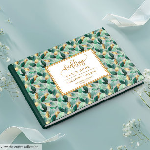 Rustikales Chic Hunter Green und Gold Gästebuch