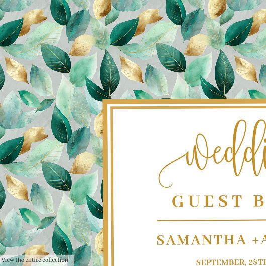 Rustikales Chic Hunter Green und Gold Gästebuch