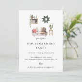 Rustikales Chic Illustriert Housewarming Party Einladung (Stehend Vorderseite)