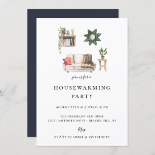 Rustikales Chic Illustriert Housewarming Party Einladung