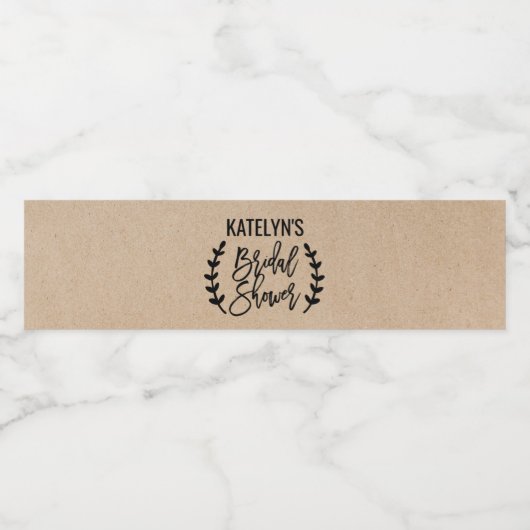 Rustikales Chic Imitats Kraft Kalligrafie Brautpar Wasserflaschenetikett (Einzelnes Label)