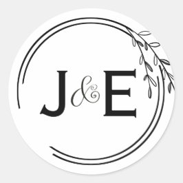 Rustikales Chic Leaf Ampersand Couple Initial Scri Runder Aufkleber