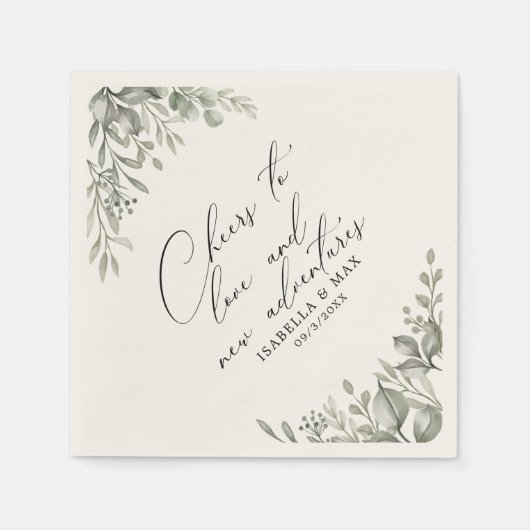 Rustikales Chic Mute Greenery Neues Adventures Pap Serviette (Vorderseite)