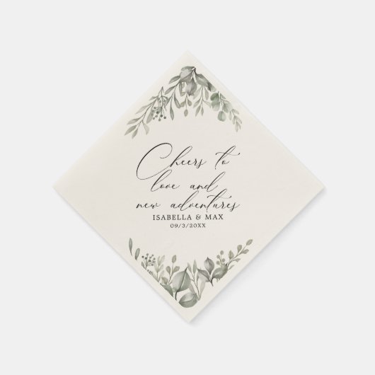 Rustikales Chic Mute Greenery Neues Adventures Pap Serviette (Ecke)