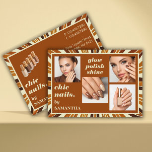 Rustikales Chic Nail Salon Business Foto Collage Visitenkarte