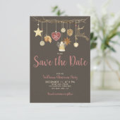 Rustikales Chic Natural Christmas Party Save the D Date (Stehend Vorderseite)
