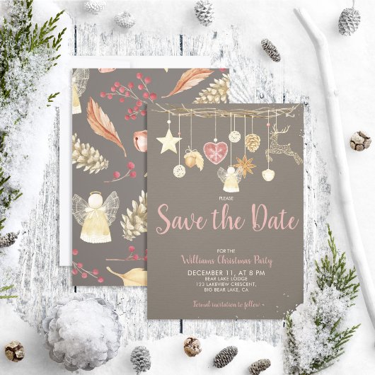 Rustikales Chic Natural Christmas Party Save the D Date