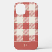 Rustikales Chic Red Kariert Patterns Monogramm Case-Mate iPhone Hülle (Rückseite)