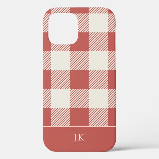 Rustikales Chic Red Kariert Patterns Monogramm Case-Mate iPhone Hülle (Rückseite)